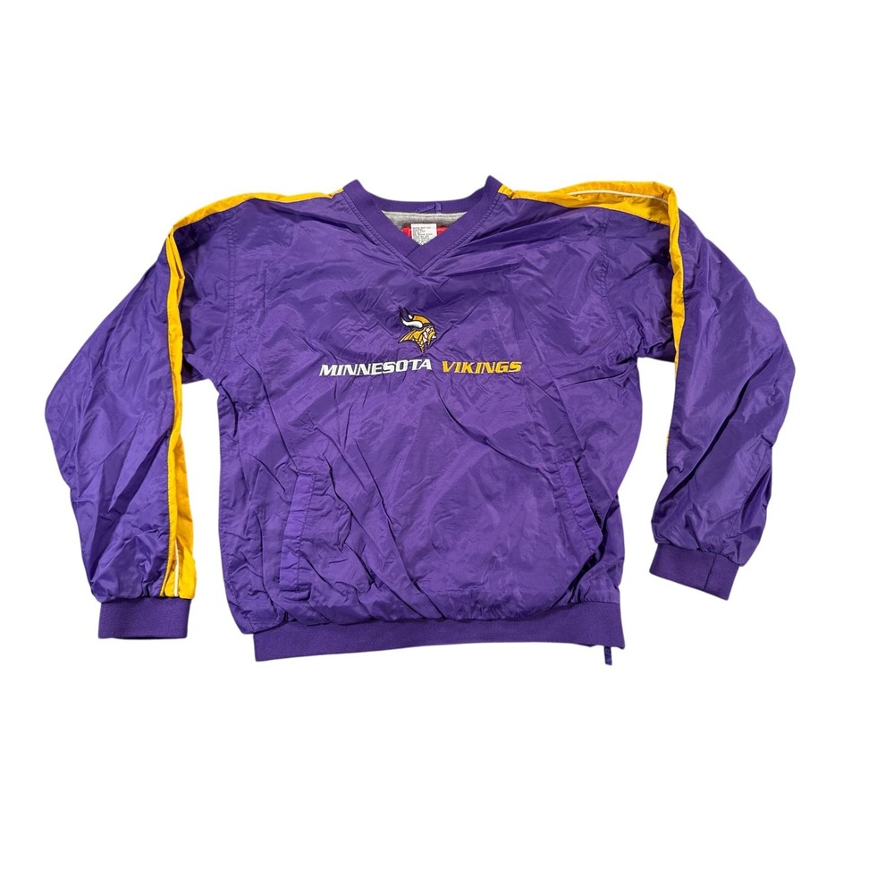 NFL Minnesota Vikings Windbreaker Youth XL Purple Pullover Center Logo Spell Out
